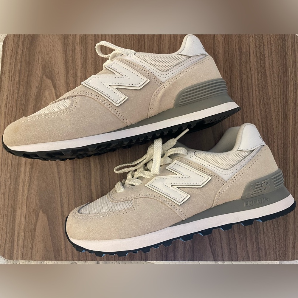 New Balance Beige and Gray Sneakers 8